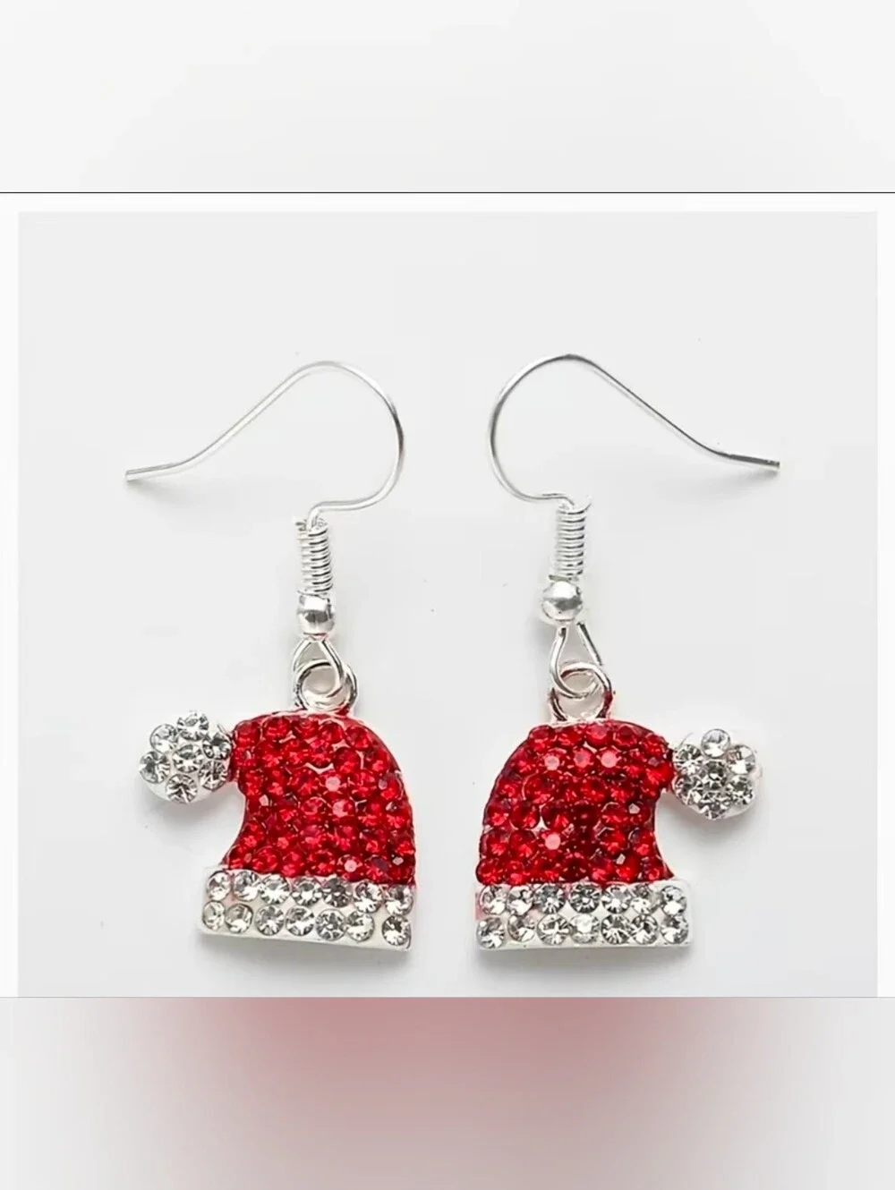 $8 Each Or Bundle 5/$20 Christmas In July Festive Red Santa Hat Crystal Earrings